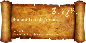 Berberich Ágnes névjegykártya